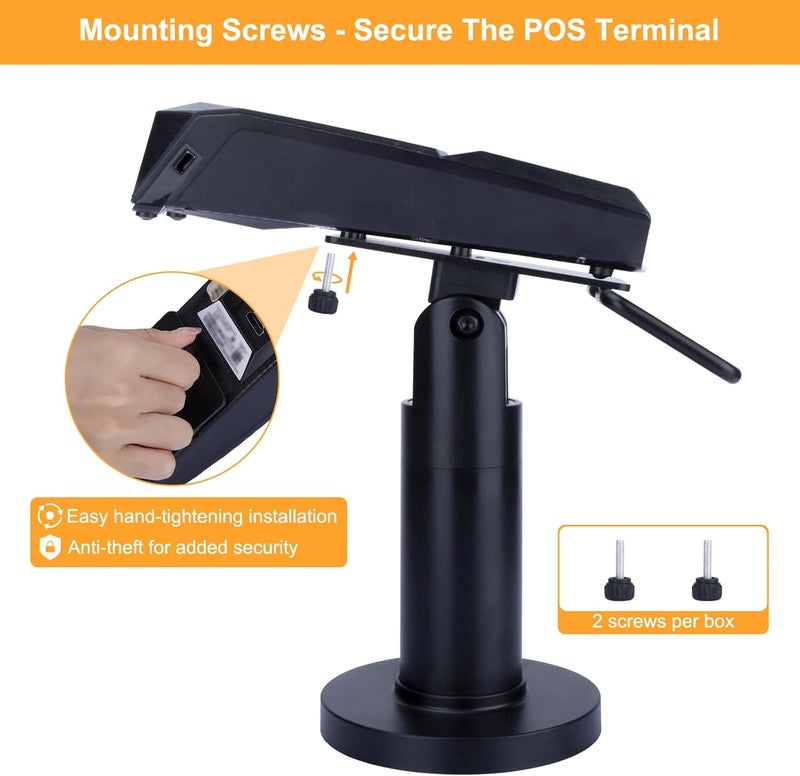 CRIZISTON POS Terminal Stand for Ingenico Lane/3000/3600/7000/8000, Point of Sale Square Card Reader Terminal Holder, Tilt & Swivel Metal POS Stand with Installation Tools, Screw-in & Adhesive, Black - Image 3